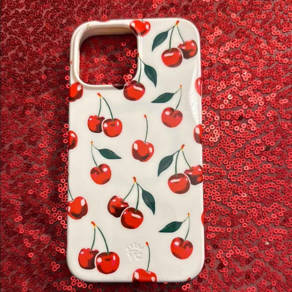 Cherry Pattern Phone Case - White and Red